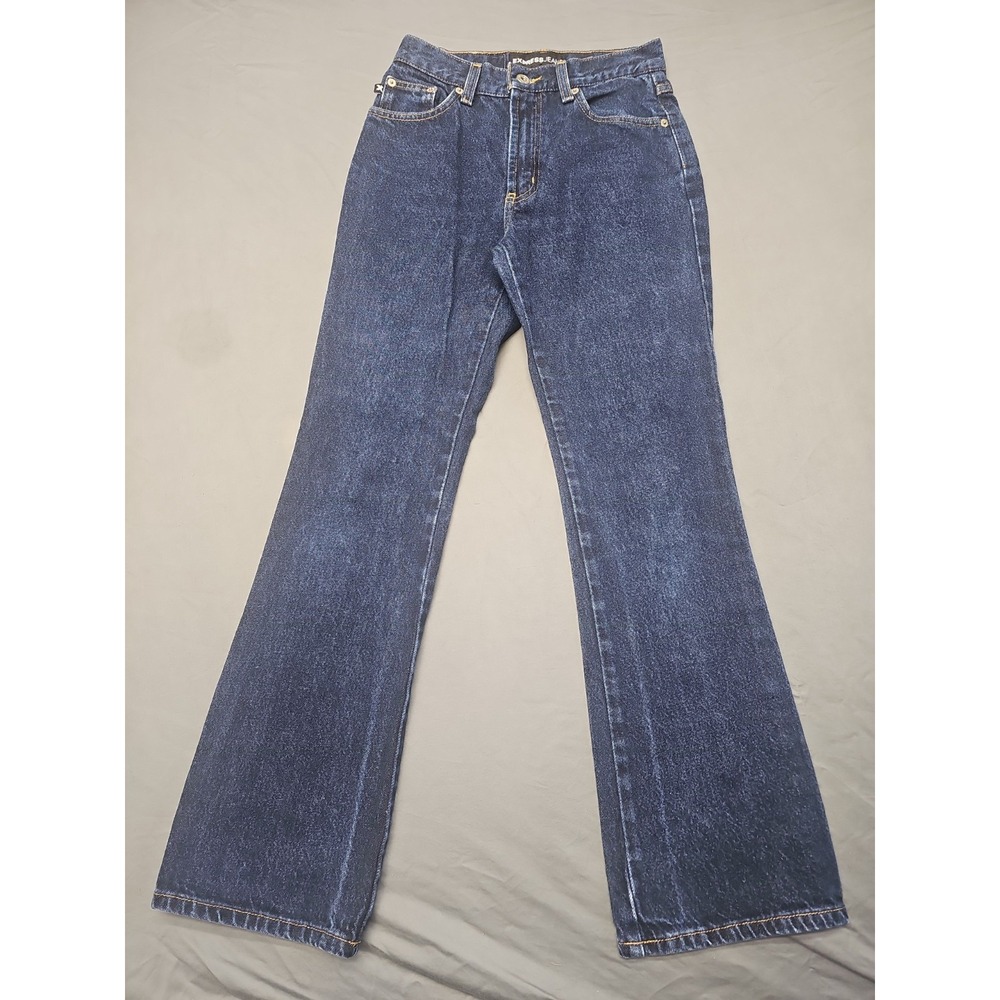 Express  Women's Jeans Size 1/2 (26x29) Flare Bottoms Dark Wash‎ Mid Rise